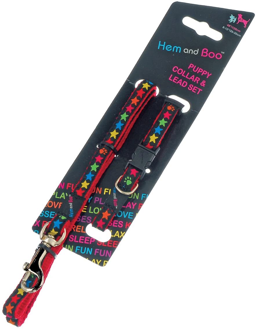 Hem and Boo Balck Stars Collar and Lead Set