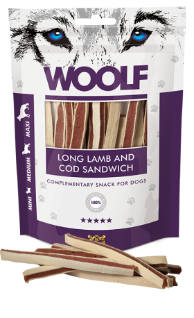 Woolf Long Lamb and Cod Sandwich Dog Treats