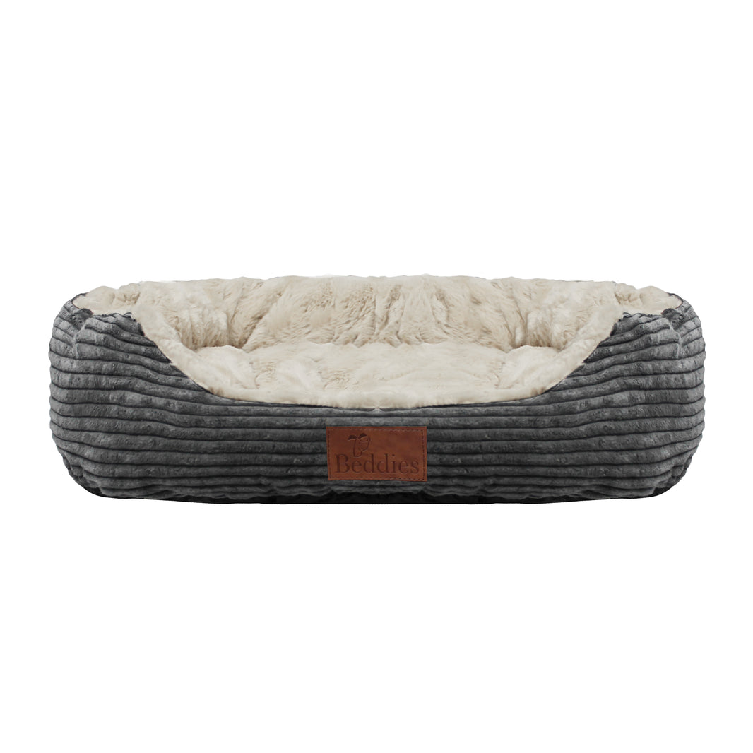 Beddies Plush Cord Dog Bed Lounger - Grey