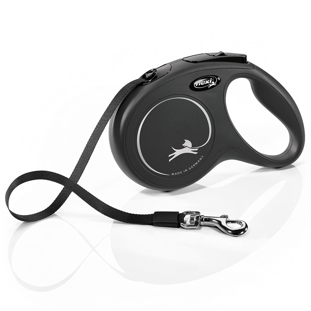 Flexi Classic Tape Retractable Dog Lead - Black