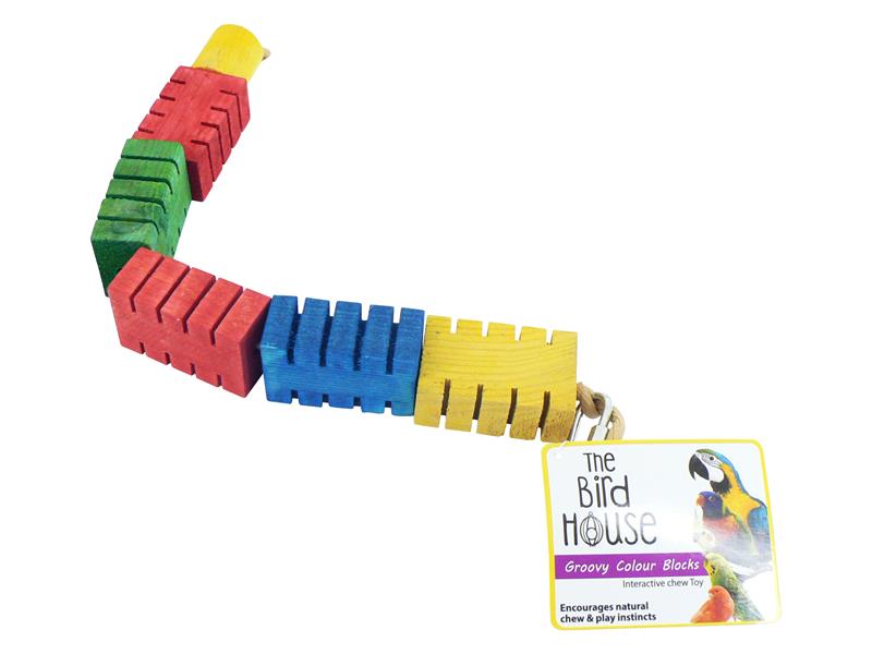 Bird House Colourful Wooden Block Chew Toy