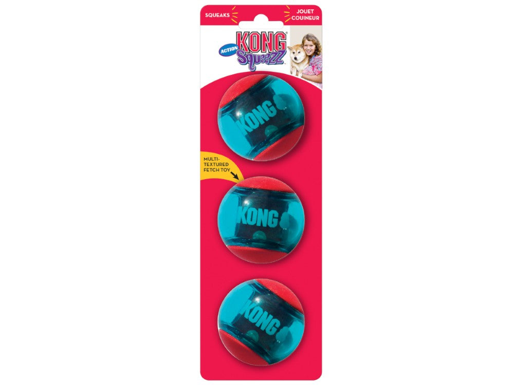 KONG Squeezz Action Dog Toy 3 Balls - Medium