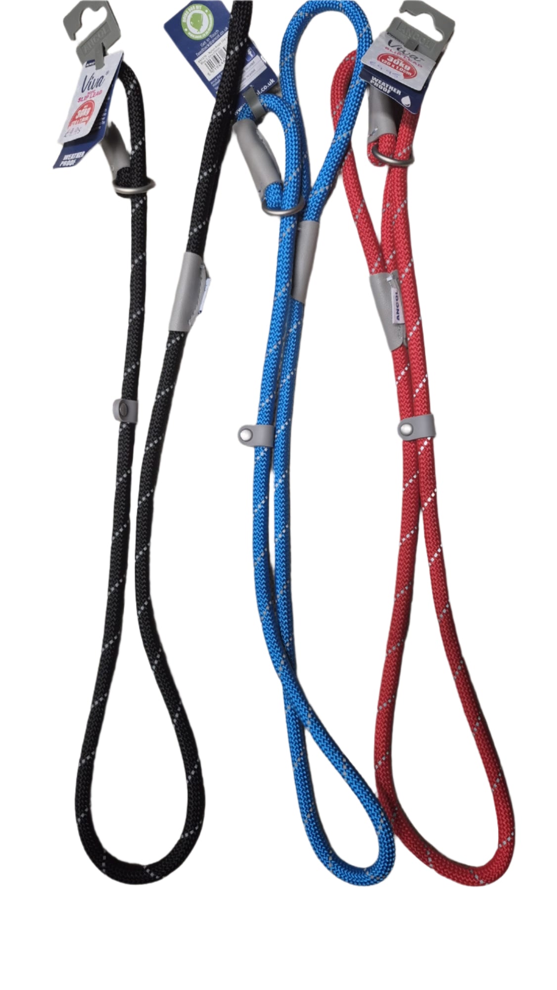 Viva Rope Slip Lead in Black,Blue & Red