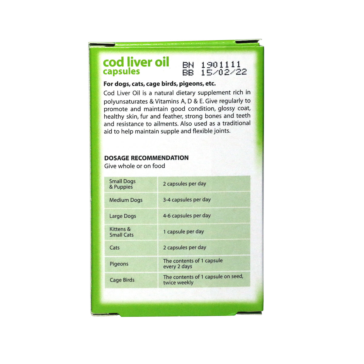 Johnsons Cod Liver Oil Capsules For Cats & Dogs
