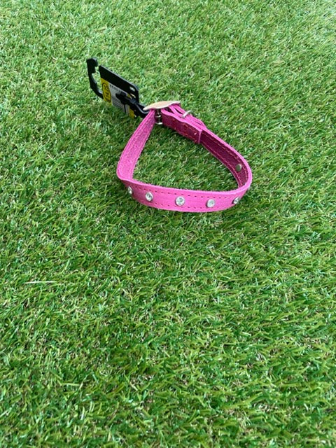 Pink Diamond Studded Leather Collar