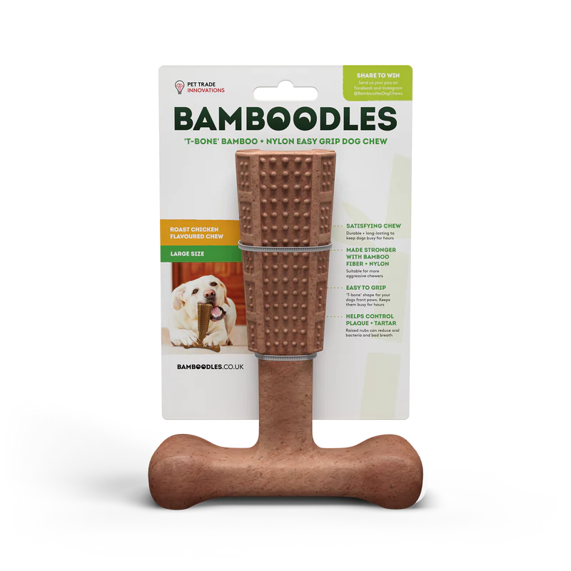 Beef T-Bone Bamboo + Nylon Easy Grip Dog Chew