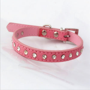 Pink Diamond Studded Leather Collar